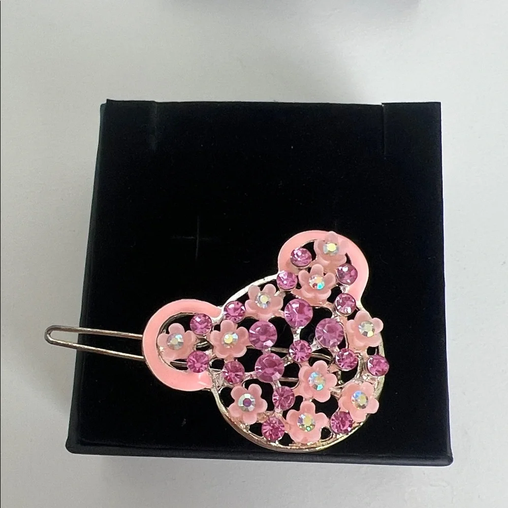 Pink Rhinestone Hair Clips